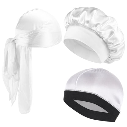 3pcs New Kids Girls Boys Satin Night Sleep Cap Children's Waves Cap Headwear Hair Accessories Turban Headwear Bonnet Wholesale