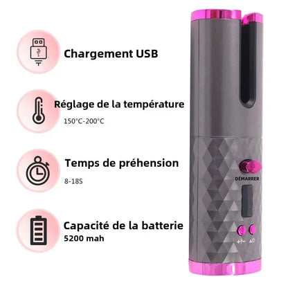 Portable Wireless Automatic Hair Curler 3 Color Options USB Charging Anti-Scalding Hair Curling Iron for Styling