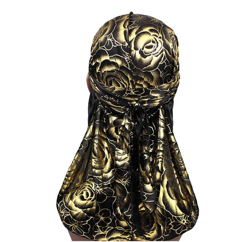 New Men's Print Silky Durags Turban Bandanas Headwear Men Silk DuRag Doo Rag Pirate Hat Wave Caps Hair Accessories Durags
