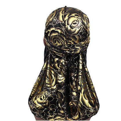 New Men's Print Silky Durags Turban Bandanas Headwear Men Silk DuRag Doo Rag Pirate Hat Wave Caps Hair Accessories Durags