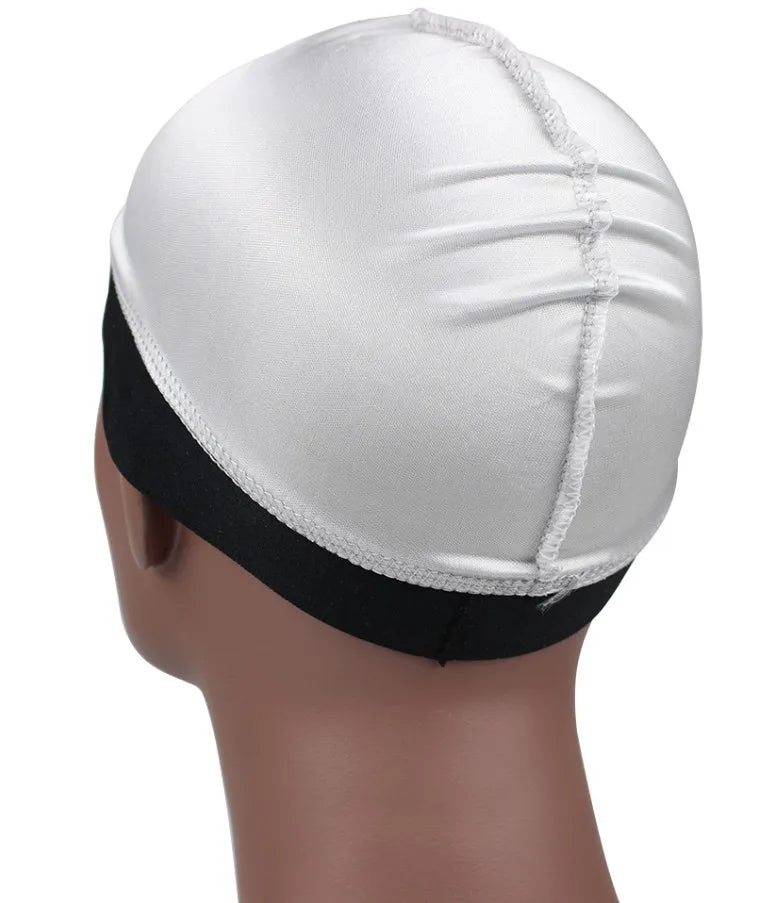 Silky Dome Cap For Making Wigs Men Satin Elastic Band Bandanas Bottom Cap Spandex Cooling Cap Silk Based Beanie Bonnet  Wave Cap