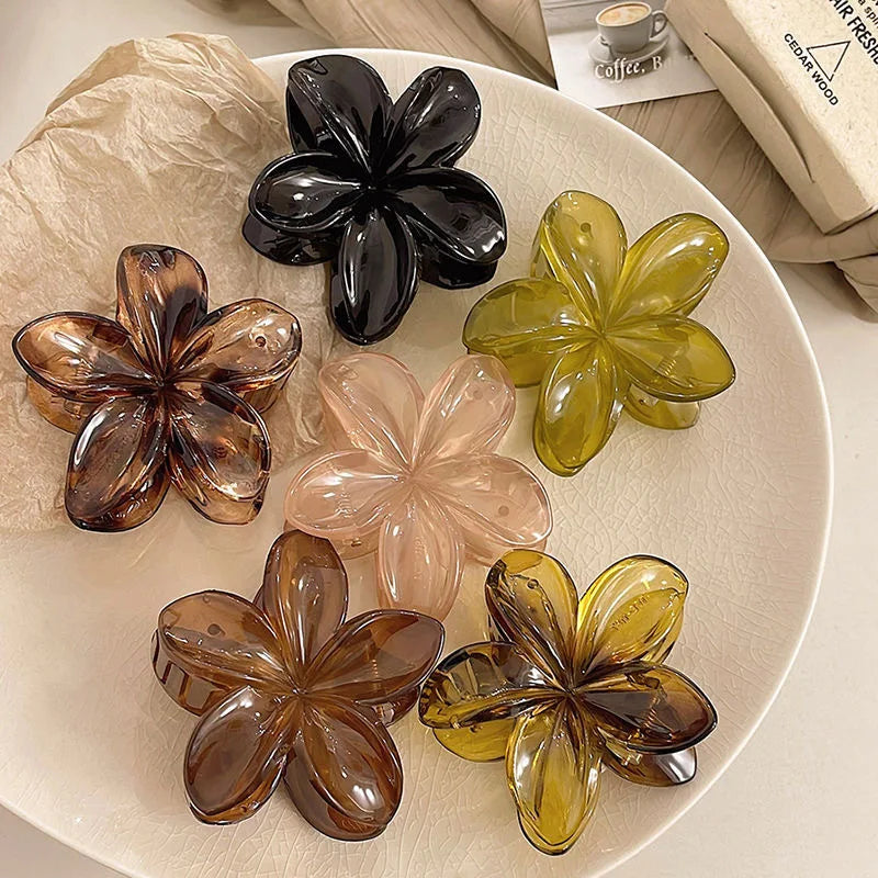Leopard Print Flower Hair Claw Clips Women Girls Hawaiian Gradient Hairpins Hair accessories Shark Barrettes Sweet Shark Claws