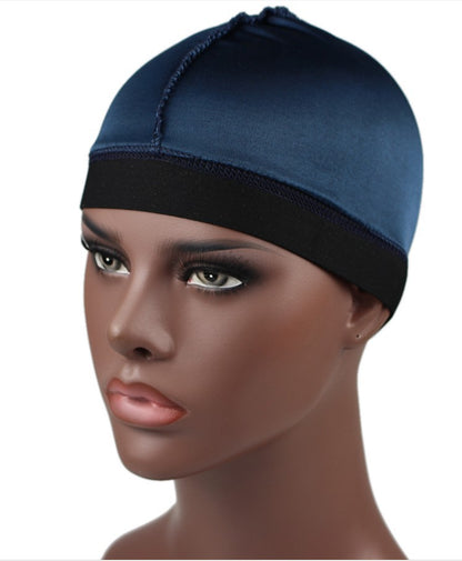 Silky Dome Cap For Making Wigs Men Satin Elastic Band Bandanas Bottom Cap Spandex Cooling Cap Silk Based Beanie Bonnet  Wave Cap
