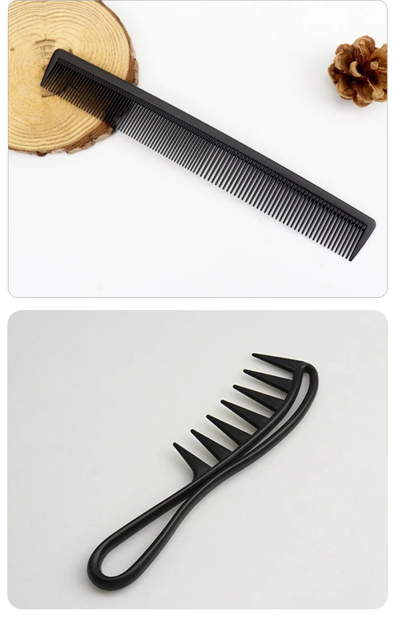 Black Professional Hair Brush Hard Carbon Cutting Comb Heat Resistant Salon Hair Brushes Barber Pin Tail Antistatic Combs Men
