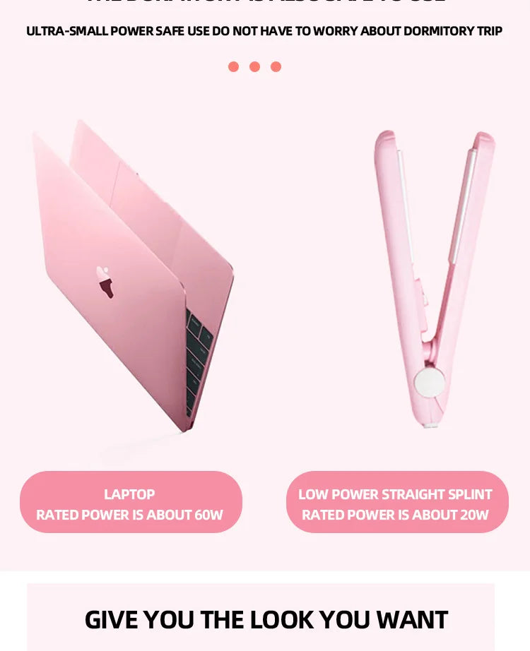 Mini Hair Straightener Clipboard Small Power Plug Curling Hair Straight Hair Girls Air Bangs Portable Hair Straightener