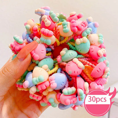 30pcs Children's Hair Circles Small Size Girl Cute Flower Non Harmful High Elastic Headband Baby Tied Little Jiujiu Rub