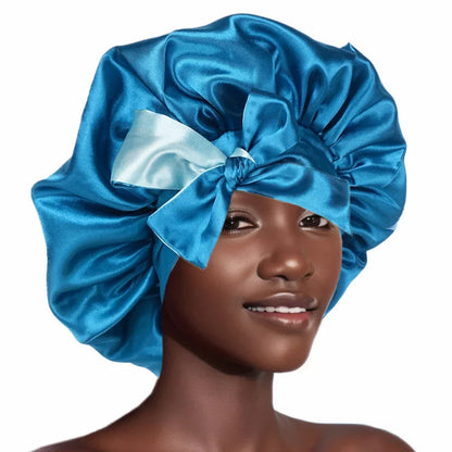 Double Layer Satin BonnetLarge Satin Bonnet Bonnet Hair Bonnet for Sleeping, Reusable Adjusting Hair Care Wrap Cap Sleep Caps Fo