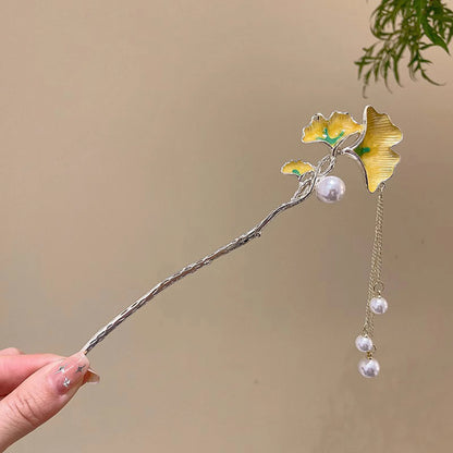 Elegant Chinese Style Hair Accessories Vintage Spring Flower Element Hairpins Light Luxury Tassel Hair Stick For Women Girls