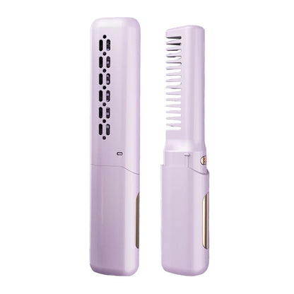 2-in-1 Wireless Hair Hot Comb Portable Mini Type-C Rechargeable Hair Straightener Fast Heating Hair Straightening Styling Tool