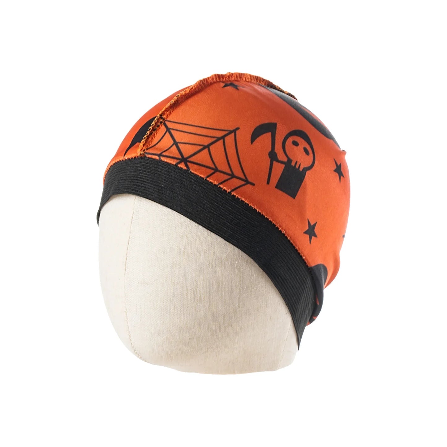 2024 New Halloween Print Kids Silky Dome Wave Cap Silky Satin Kids Bonnet Hair Cover Hat Night Sleep Cap Hair Accessories Hat