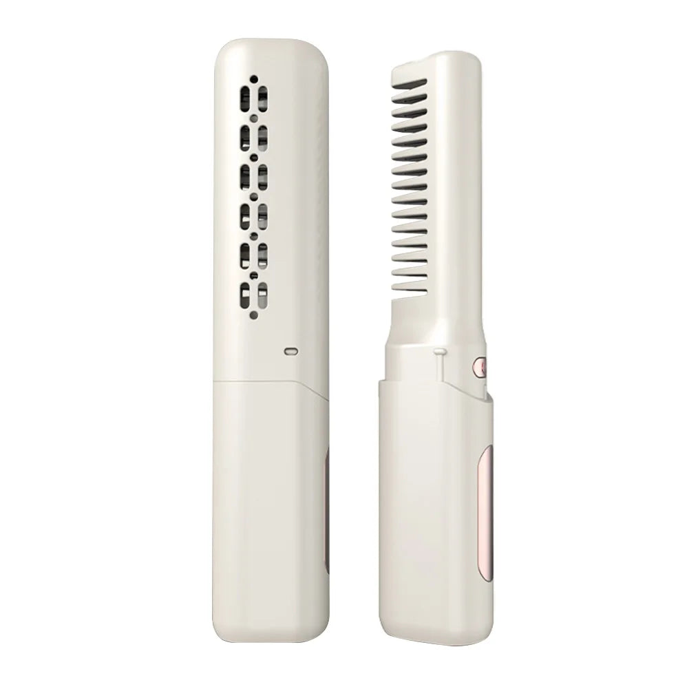 2-in-1 Wireless Hair Hot Comb Portable Mini Type-C Rechargeable Hair Straightener Fast Heating Hair Straightening Styling Tool