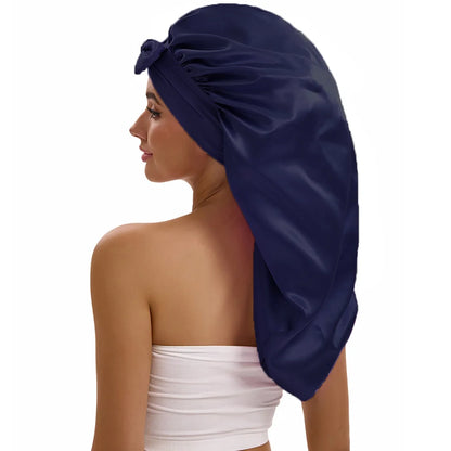 Women Long Tail Satin Hair Bonnet, Color Elastic Band Hair Care Hat, Bonnet for Hair Treatment Bonnet Satin Bonnet