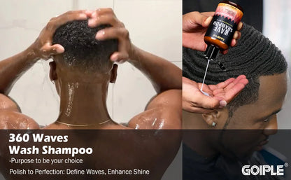 Wave Pomade 360 Wash Shampoo Kit for Men Black Strong Hold Deep Sport Waves Training Hair Cream Wavy Layered Control Silky Shine