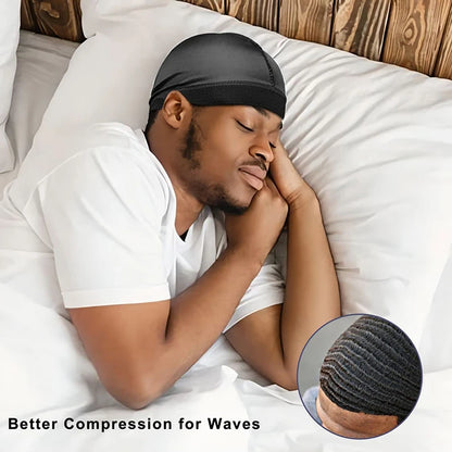 2PCS/LOT Silky Dome Wave Cap Elastic Bandanas Unisex Wig Cap Night Sleep Headcover Cancer Hair Loss Chemo Cap Hair Accessories