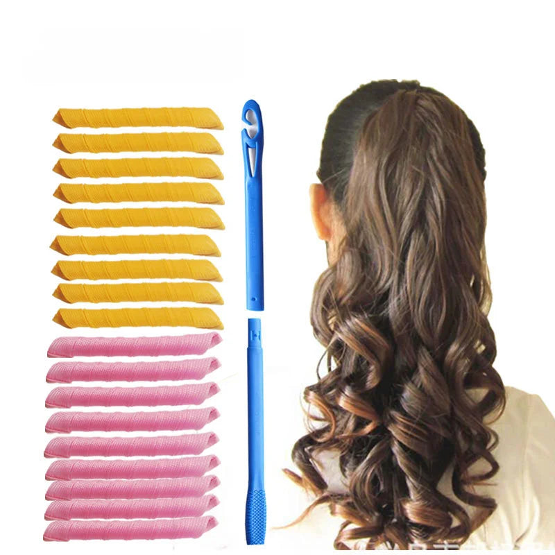 18pcs/set Spiral Hair Curlers Heatless Non-Damaging Wave Formers DIY Hair Rollers Hairs Curler Styling Tool Set Hair Accessories