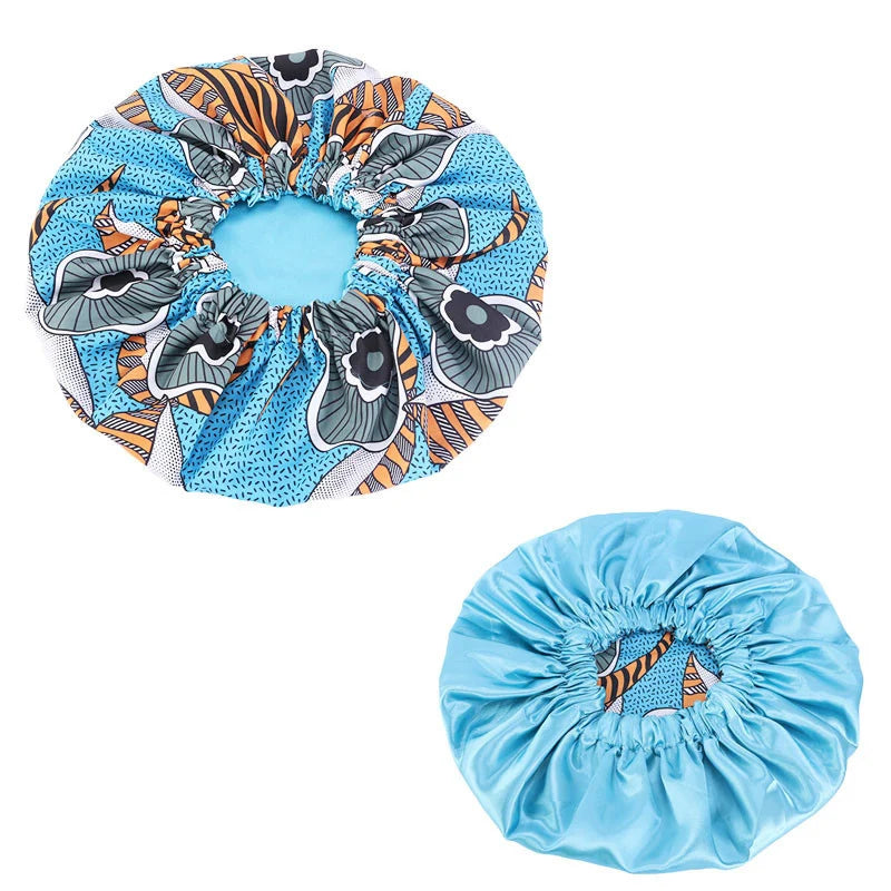 Extra Large Satin Lined Bonnet Women Big Size Beauty Print Satin Silk Bonnet Sleep Night Cap Head Cover Bonnet Hat Wholesale