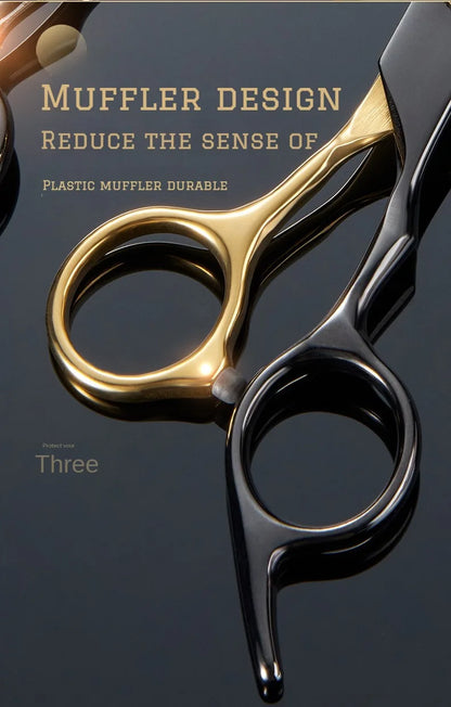 Professional Hair Cutting Scissors, Home Hair Cutting Barber/Salon Thinning Shears, Stainless Steel Hairdressing Black Golden
