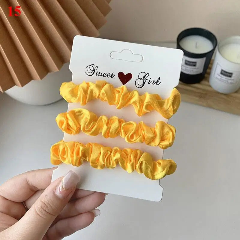 3Pcs/set Silk Satin Scrunchies Women Solid Color Hair Rope Elegant Ponytail Holder Rubber Band Elastic Hairband Hair Accessories