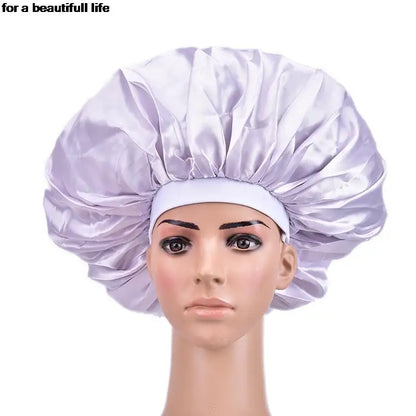 1pc New Fashion Women Satin Night Sleep Cap Hair Bonnet Hat Silk Head Cover Wide Elastic Band