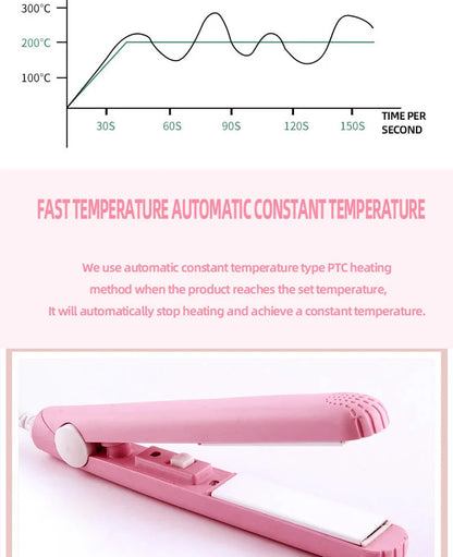 Mini Hair Straightener Clipboard Small Power Plug Curling Hair Straight Hair Girls Air Bangs Portable Hair Straightener