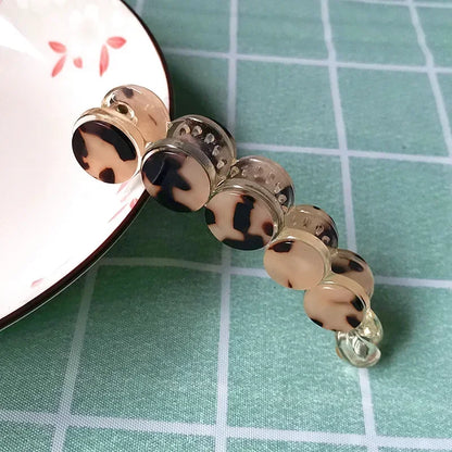 Simple Marble Pattern Banana Clip Elegant Women Acetate Leopard Ponytail Holder Hair Clip Casual Tortoiseshell Large Hairpin