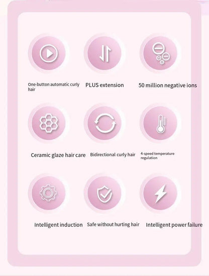Fully Automatic Curling Iron Anti-Tangle Hair Curler with Negative Ions Latest Curling Wand Hair Curler for long-lasting styling