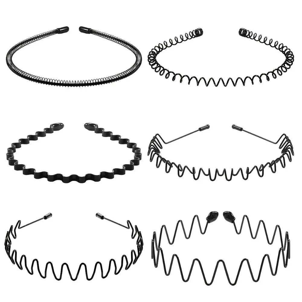 5/6pcs Metal Headband for Men / Women Fashion Hair Bands Outdoors Sports Non Slip Smooth Elastic Teeth Comb Hair Accessories