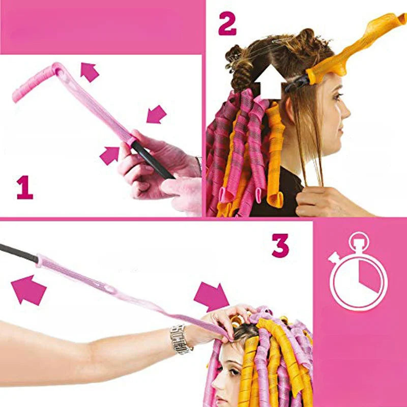 18pcs/set Spiral Hair Curlers Heatless Non-Damaging Wave Formers DIY Hair Rollers Hairs Curler Styling Tool Set Hair Accessories