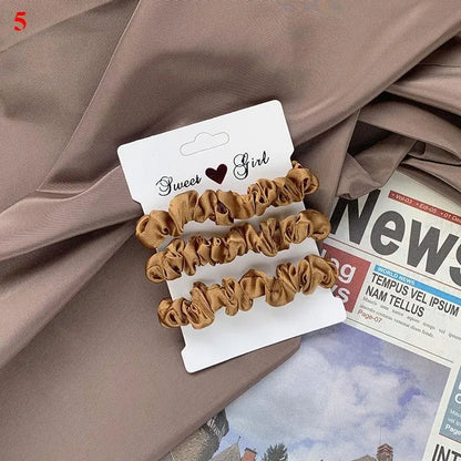 3Pcs/set Silk Satin Scrunchies Women Solid Color Hair Rope Elegant Ponytail Holder Rubber Band Elastic Hairband Hair Accessories