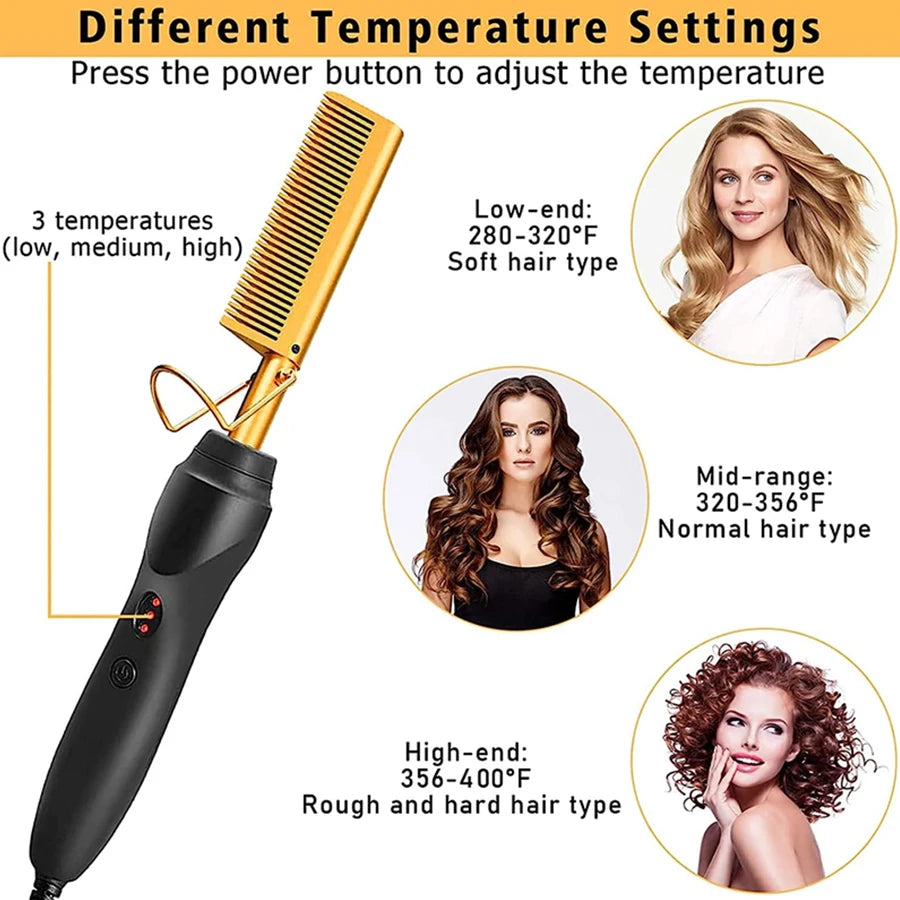 GOIPLE Electrical Heat Hair Straightener Hot Pressing Brush Styling Tool for Lace Front Wig Glue Hair Wax Stick Melting Spray