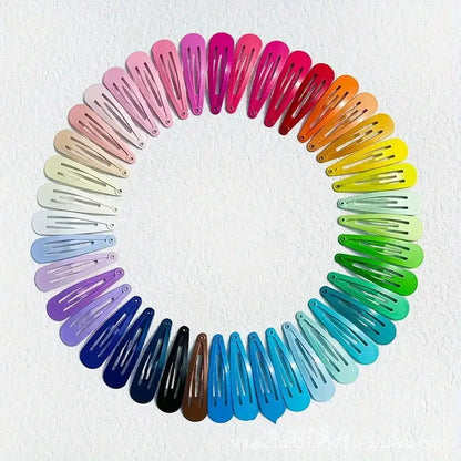 10/50Pcs Snap Hair Clips Candy Color Glossy 5cm/2in No Slip Metal Hair Pins Clips Barrettes Accessories for Baby Girls Hairpins