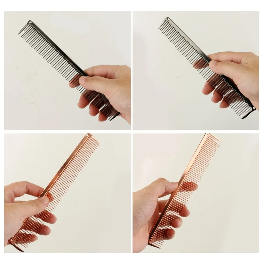 1PC Aluminium Hair Comb Barber Hairdressing Combs Hair Cutting Brush Parting Hair Brush Barber Accessories Salon Styling Tools