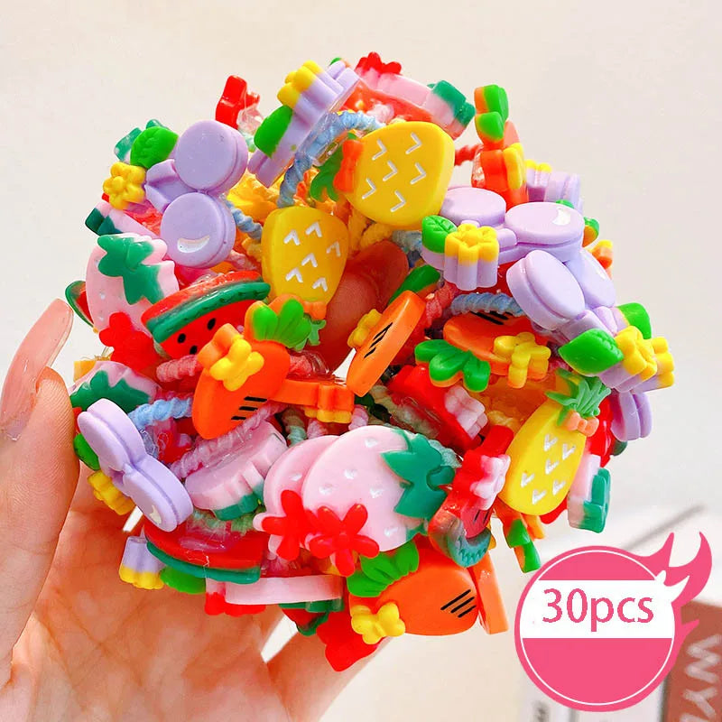 30pcs Children's Hair Circles Small Size Girl Cute Flower Non Harmful High Elastic Headband Baby Tied Little Jiujiu Rub