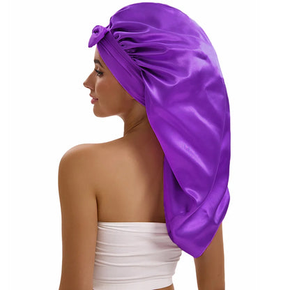 Women Long Tail Satin Hair Bonnet, Color Elastic Band Hair Care Hat, Bonnet for Hair Treatment Bonnet Satin Bonnet