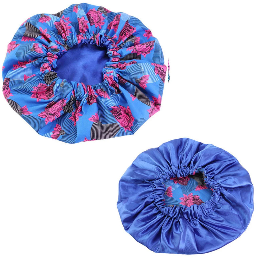 Extra Large Satin Lined Bonnet Women Big Size Beauty Print Satin Silk Bonnet Sleep Night Cap Head Cover Bonnet Hat Wholesale