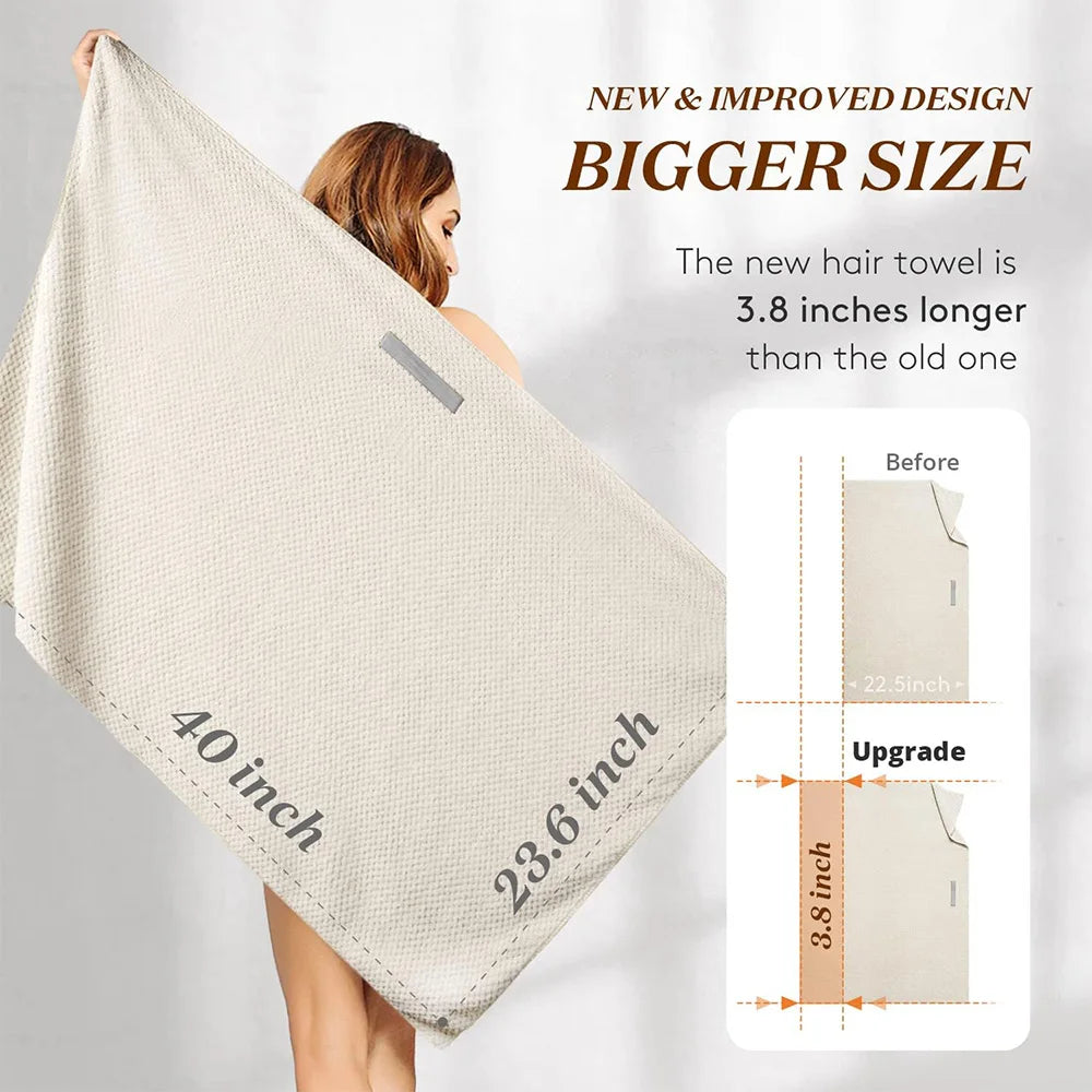 Microfiber Hair Towel Extra Large Wrap Quick Dry Hair Towel Wrap With Elastic Band , Ultra Absorbent Soft Hair Towel Wrap Turban