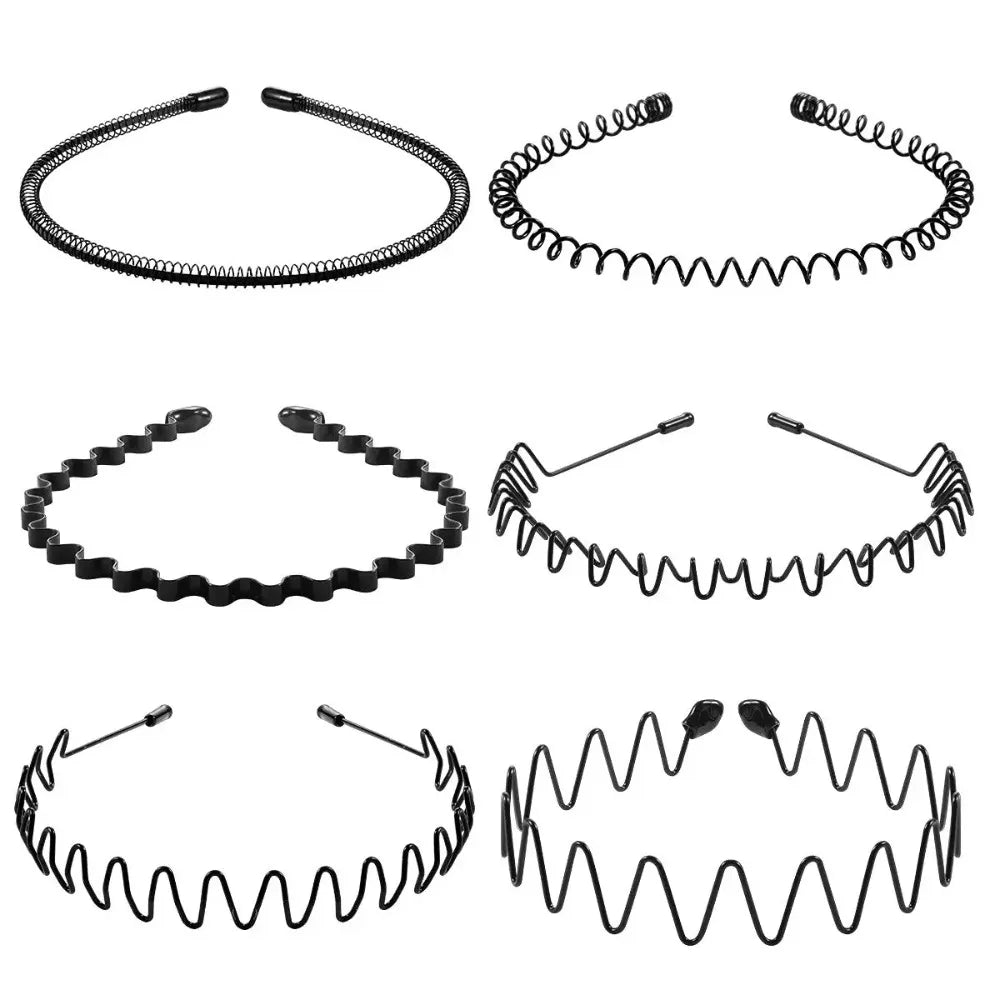 5/6pcs Metal Headband for Men / Women Fashion Hair Bands Outdoors Sports Non Slip Smooth Elastic Teeth Comb Hair Accessories