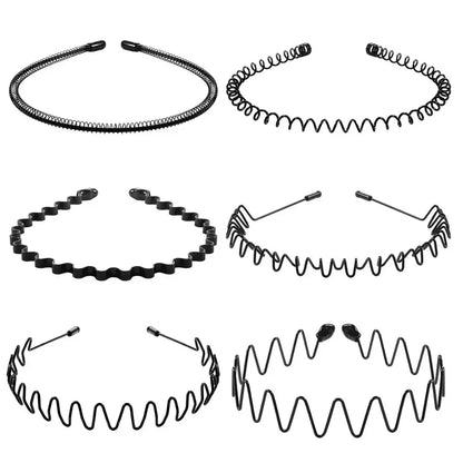 5/6pcs Metal Headband for Men / Women Fashion Hair Bands Outdoors Sports Non Slip Smooth Elastic Teeth Comb Hair Accessories