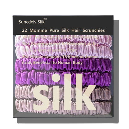100% Pure Mulberry 6A Silk Hair Scrunchie Handmade Hairbands Women Girl Hair Accessories Pure Color Natural HairTies Box 6PCS