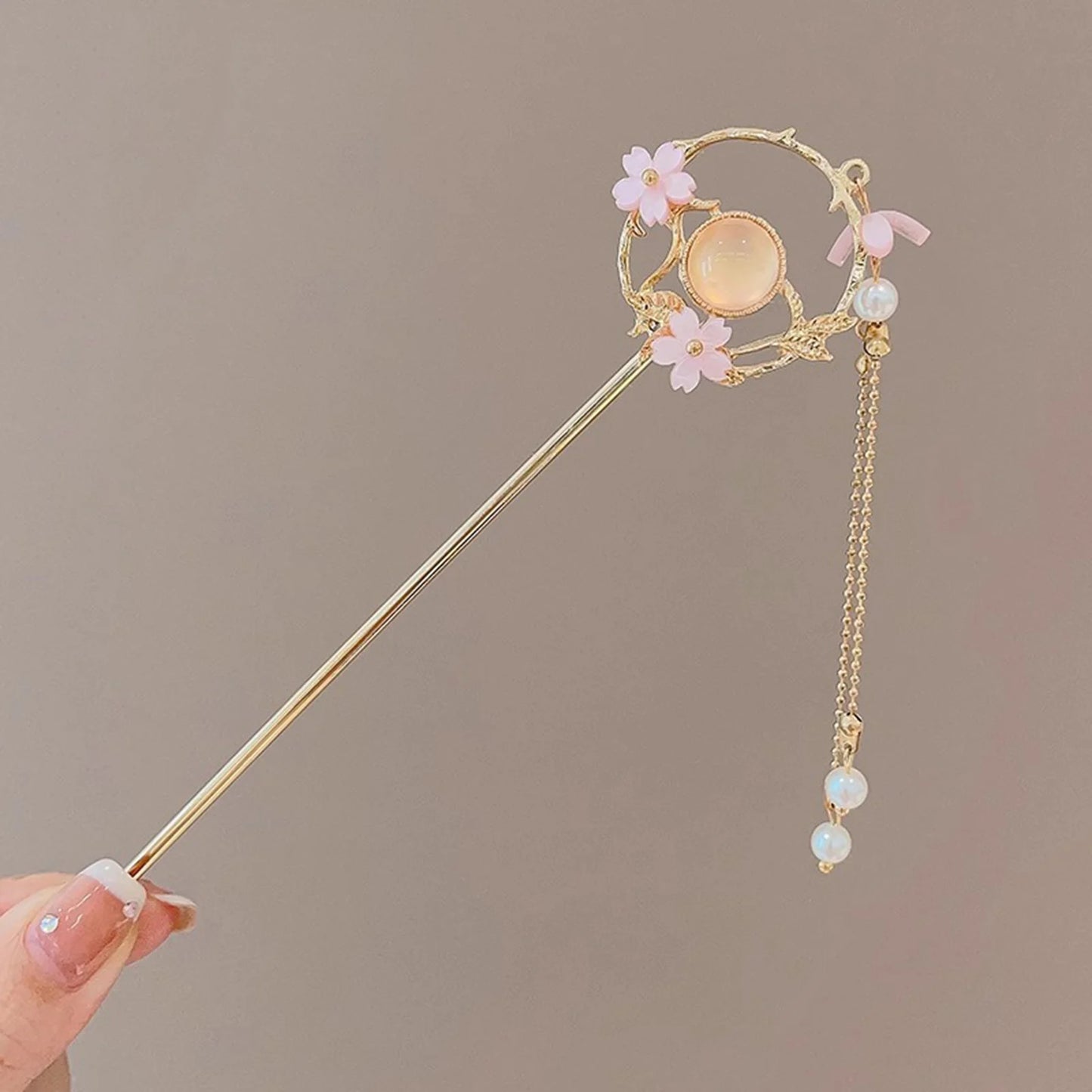 Elegant Chinese Style Hair Accessories Vintage Spring Flower Element Hairpins Light Luxury Tassel Hair Stick For Women Girls