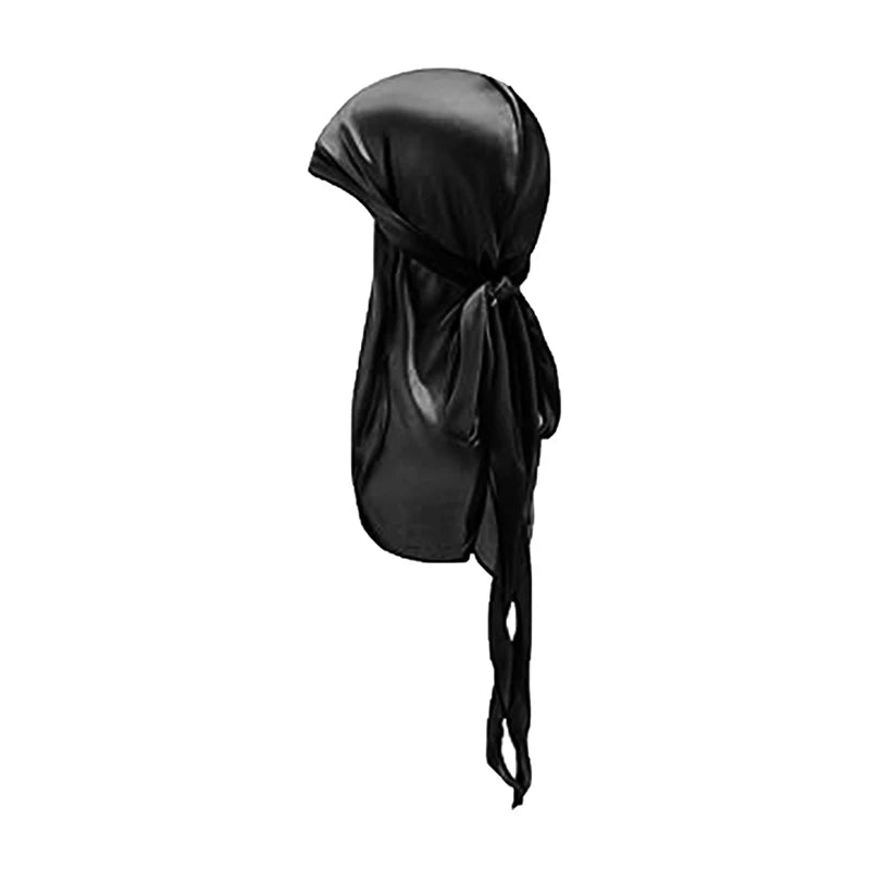 ZZ Silky Durag For Kids Boys Adult Long Tailed Pirate Hat Hip-Hop Bandanas Doo Rag Turban Waves Cap Headwear Pre-Tied Headwrap