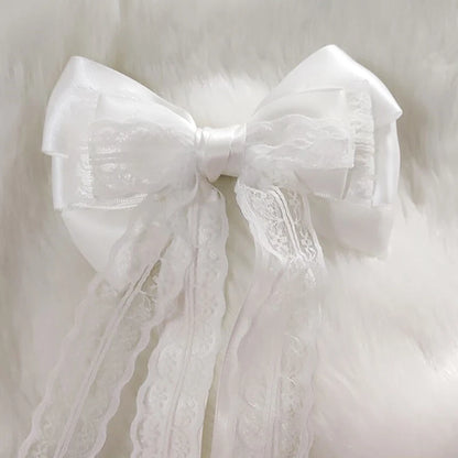 Lolita Lace Bow Ribbon Hair Clip Cute Hairpins Headdress Headband Hair Accessories Women Girls Hair Ornament