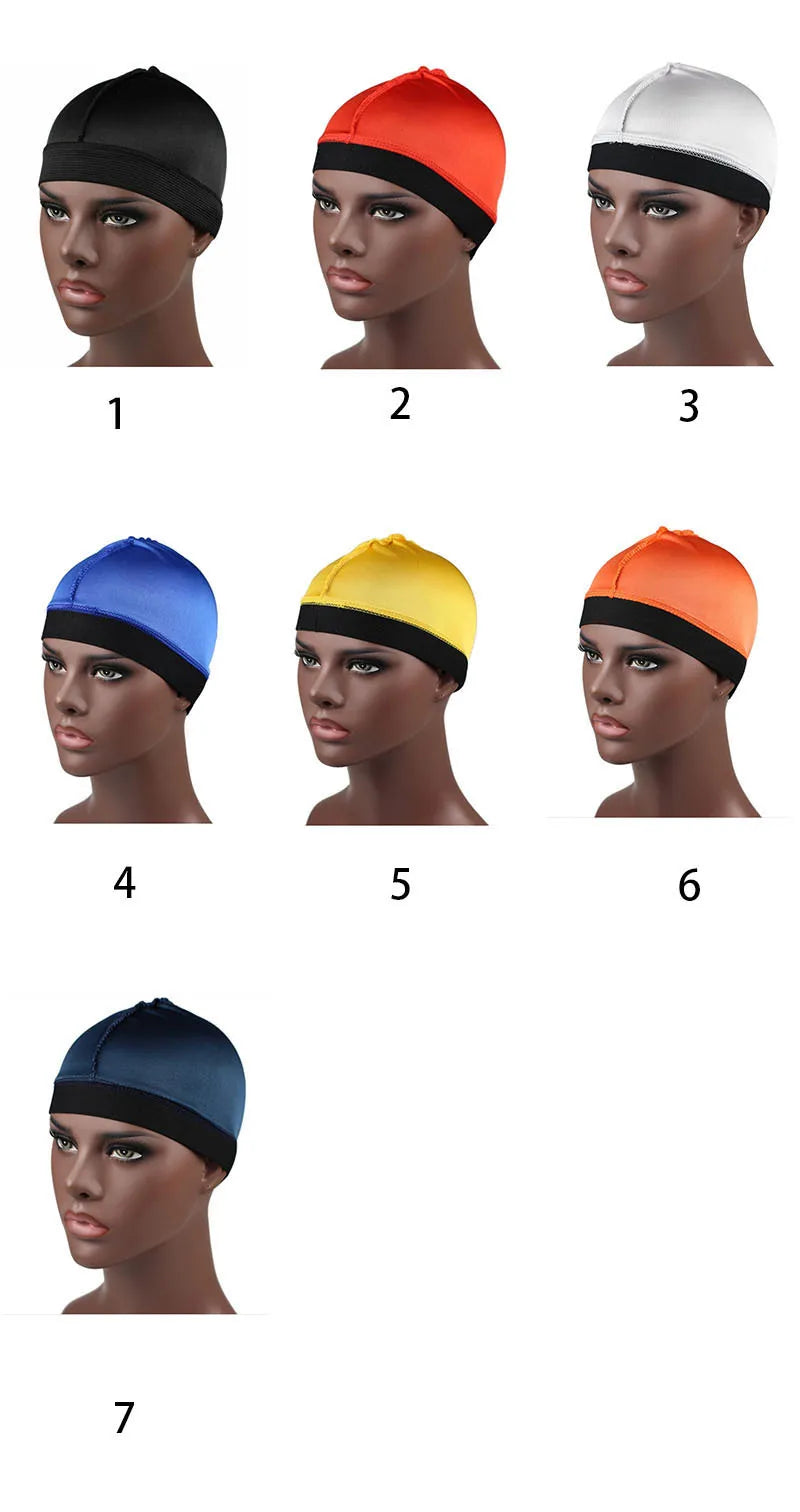 Silky Dome Cap For Making Wigs Men Satin Elastic Band Bandanas Bottom Cap Spandex Cooling Cap Silk Based Beanie Bonnet  Wave Cap