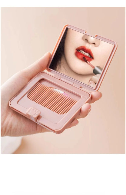 Cute Cartoon Small Comb with Mirror Portable Mini Pocket Comb Outdoor Traveling Hairdressing Comb Personal Hair Styling Tools