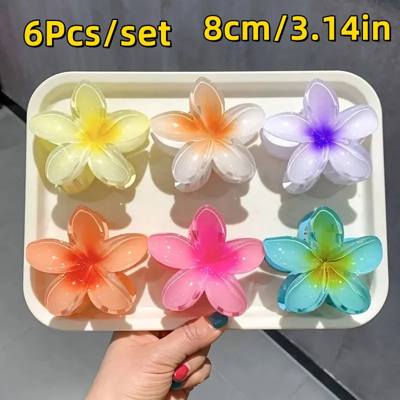 18Pcs Egg Flower Hair Clips Gradient Candy Color Flowers Suitable for Daily Use Backcombed Ponytail Shark Clip Hair Accessories