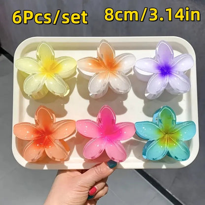 18Pcs Egg Flower Hair Clips Gradient Candy Color Flowers Suitable for Daily Use Backcombed Ponytail Shark Clip Hair Accessories