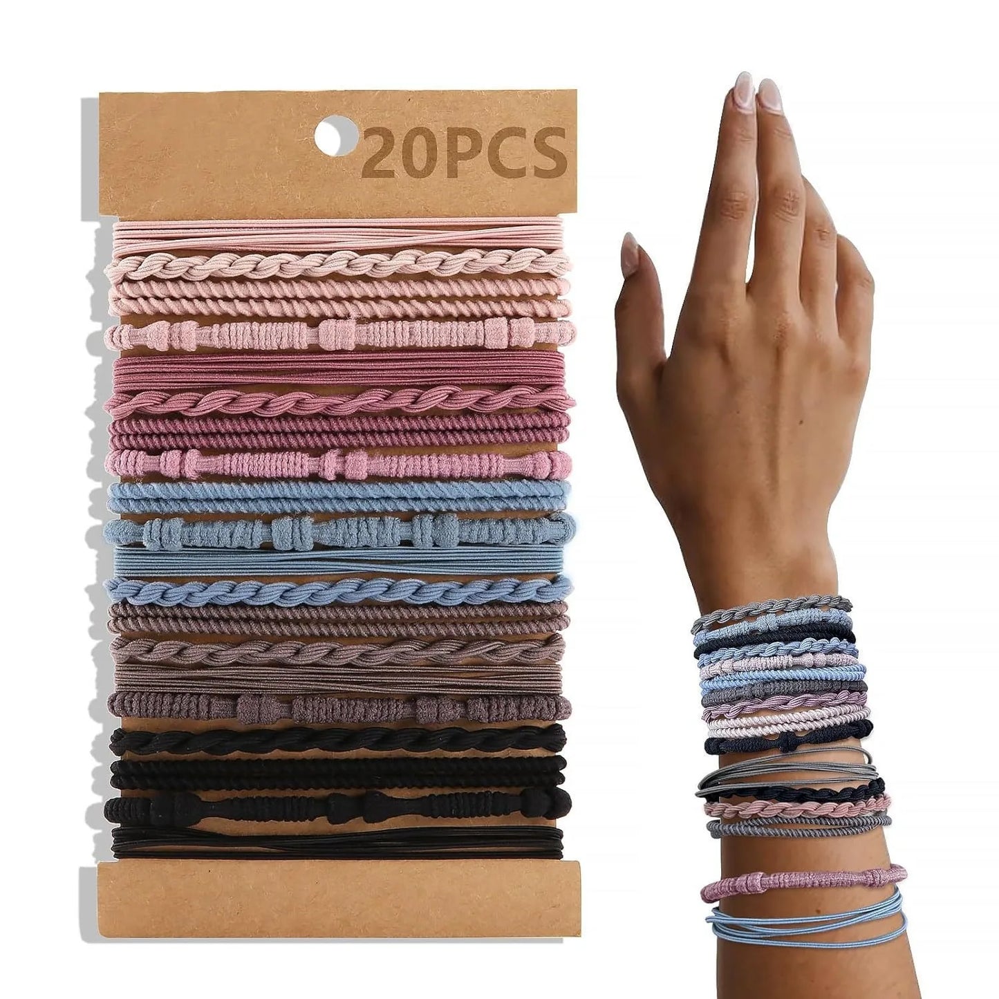 20 pcs Boho bracelet hair ties for women elastic hair rubber bands girls black Bracelet  hair rope Ponytail Holder hairbands