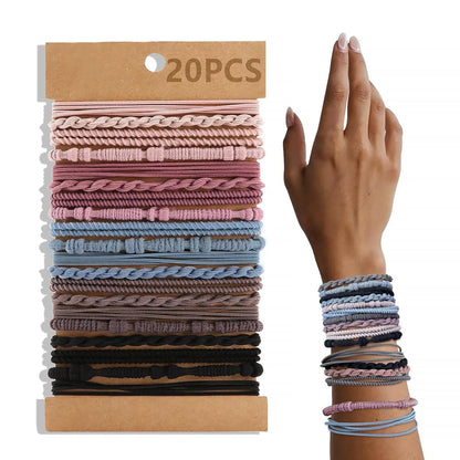 20 pcs Boho bracelet hair ties for women elastic hair rubber bands girls black Bracelet  hair rope Ponytail Holder hairbands