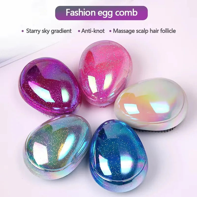 Mini Detangling Hair Brush Egg Round Shape Scalp Massage Hairbrush Tangled Hair Comb Salon Hairdress Hair Styling Comb Travel