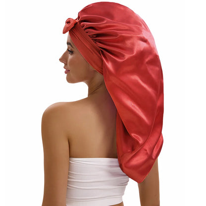 Women Long Tail Satin Hair Bonnet, Color Elastic Band Hair Care Hat, Bonnet for Hair Treatment Bonnet Satin Bonnet